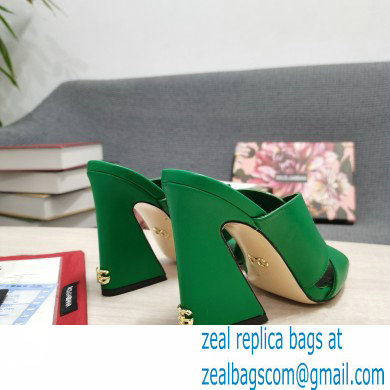 Dolce  &  Gabbana Heel 11cm Mules Calfskin Green with Geometric Heel 2022